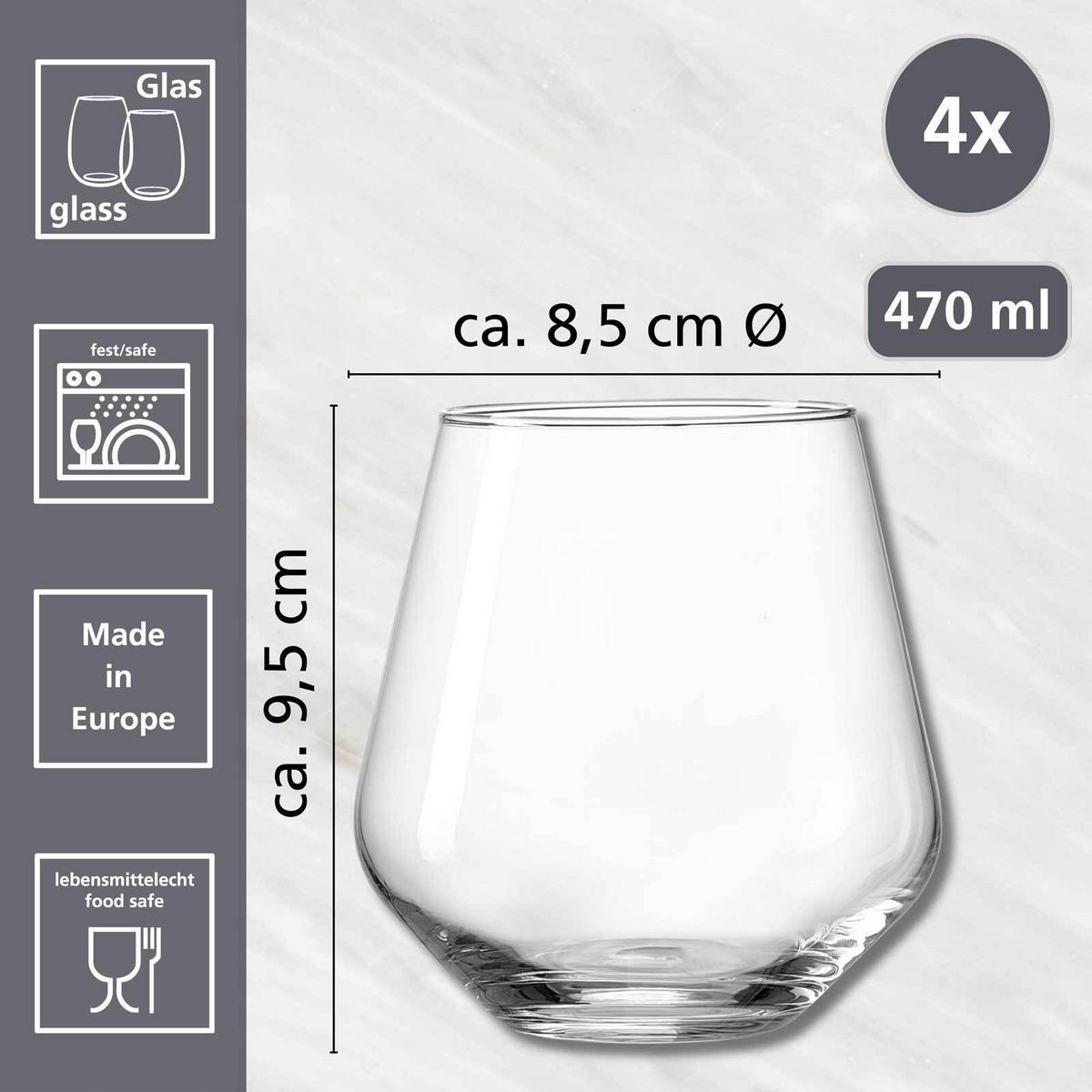 WASSERGLÄSER Rumba transparent 470 ml 4er Set - Transparent, Glas (0.47L) - Ritzenhoff Breker