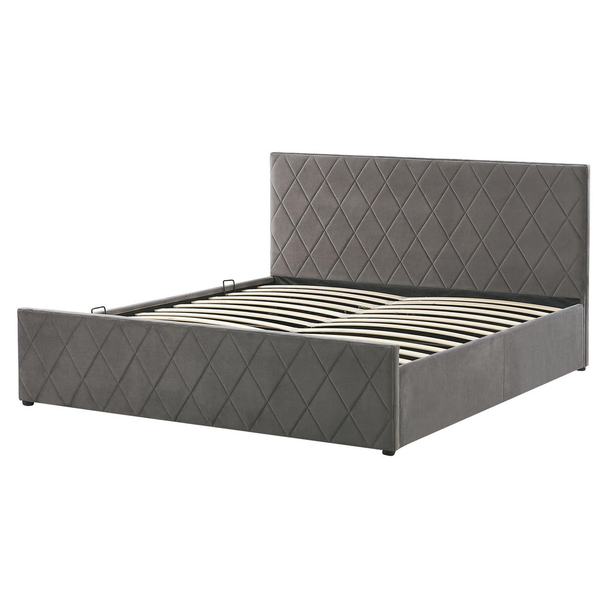 BETT mit Stauraum 160x200 cm Grau Rochefort - Grau, Textil (160/200cm) - Beliani