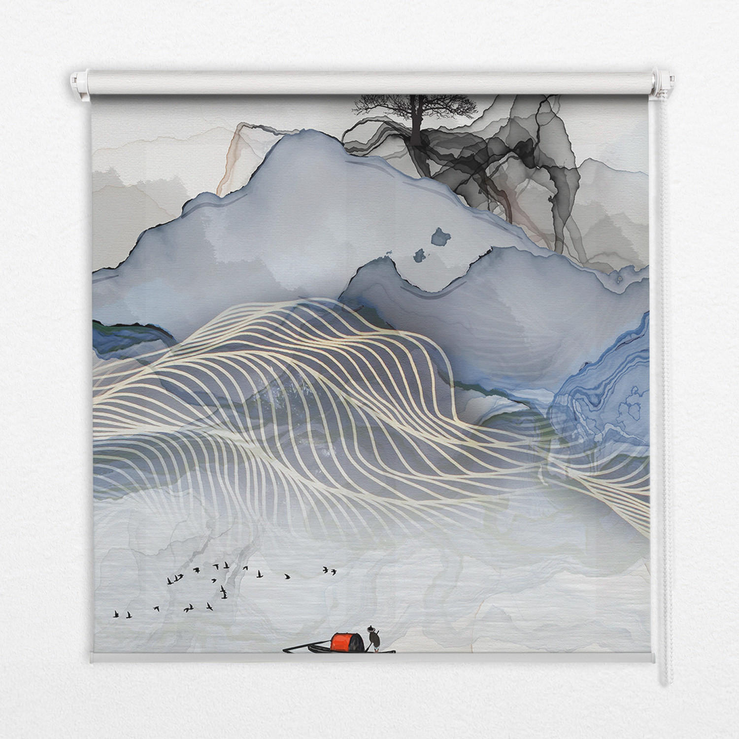 INNENROLLO - Fensterrollo - Rollo - 150x140 cm - Verschwommene Berge - Grau, Kunststoff (150/140/0.5cm) - TULUP