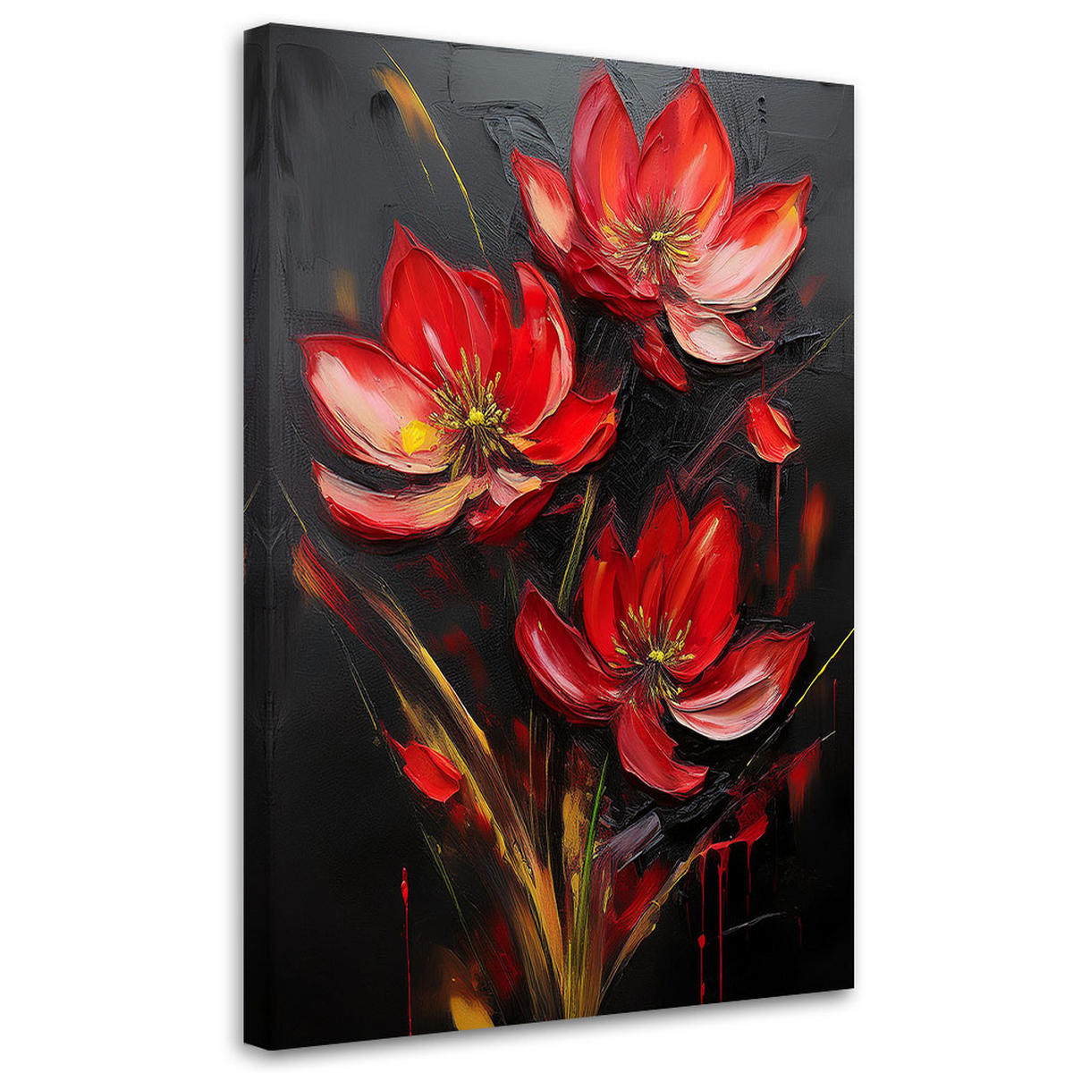 WANDBILD rot bemalte mohnblumen - Rot, Textil (40/60cm) - Feeby