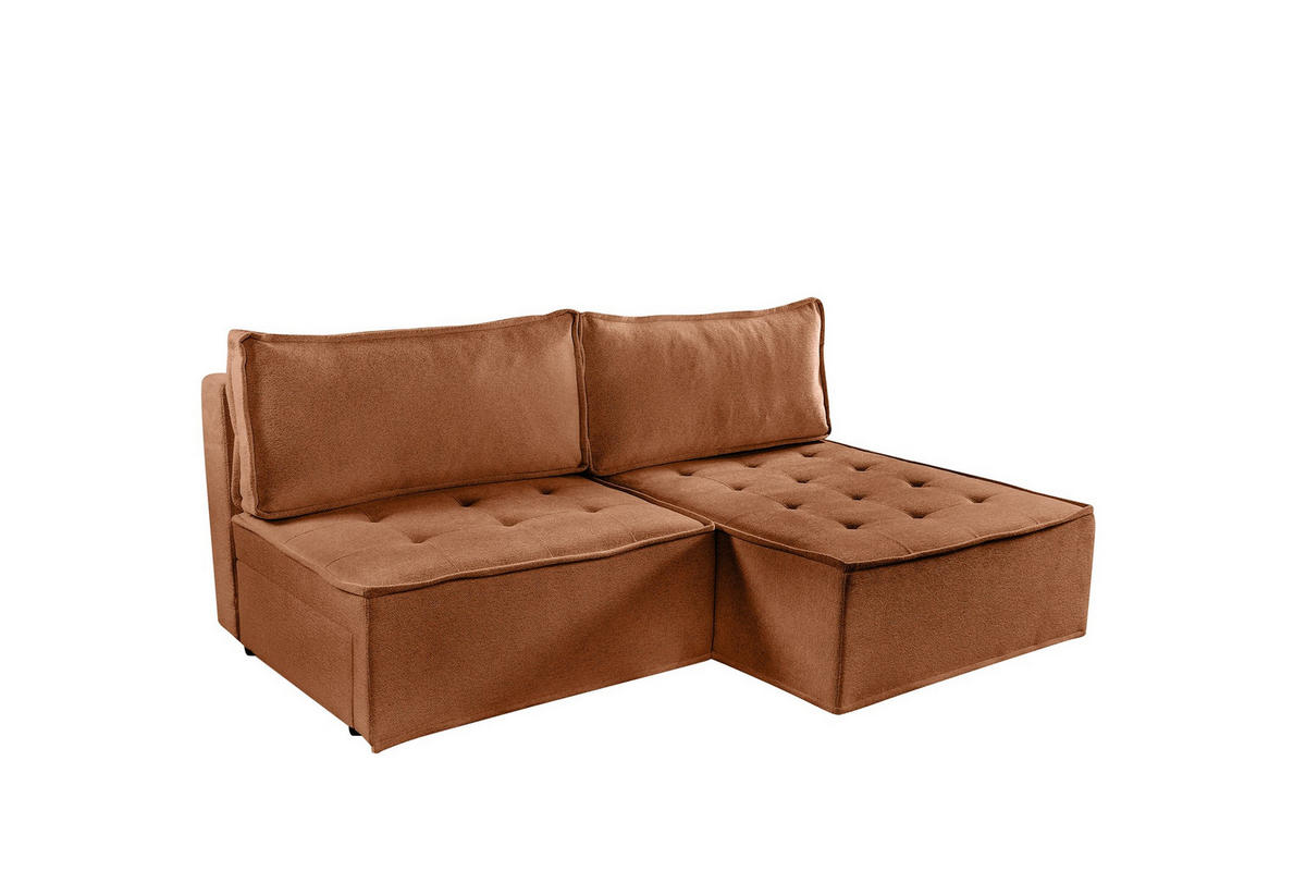 ECKSOFA Schlafsofa Amalia In Raven - Rotbraun, Holzwerkstoff/Textil (200/140cm) - Fun Möbel
