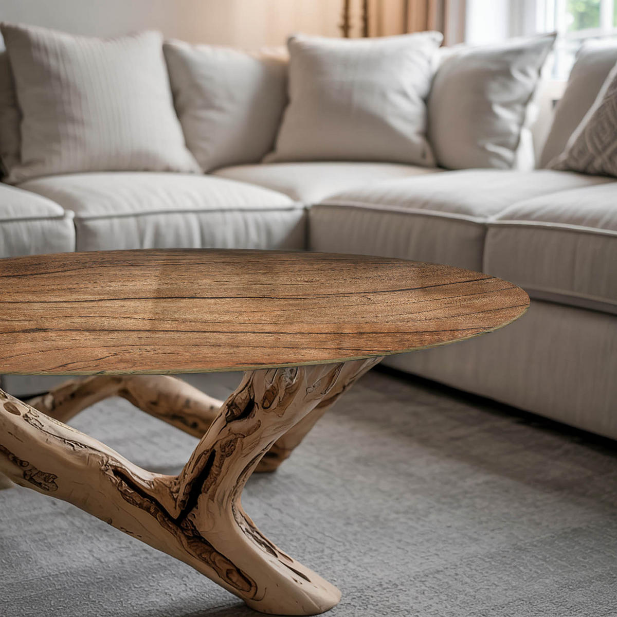 TISCHPLATTE Ø70 cm Naturholz Dekor Rund - Braun, Glas (70/70/0.4cm) - TULUP