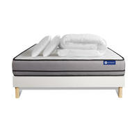 BETT Actiflex night Taschenfederkern 160 x 200 cm h4 - Kit Bettgestell Weiß - Mit Kissen und Bettdecke - Beige/Weiß, Karton/Holz (160/200cm) - ACTISOM
