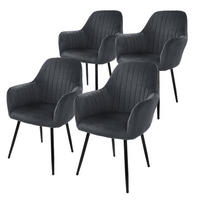 STUHL Samt grau 4er Set - Dunkelgrau, Metall (60/84/58cm) - ML-DESIGN