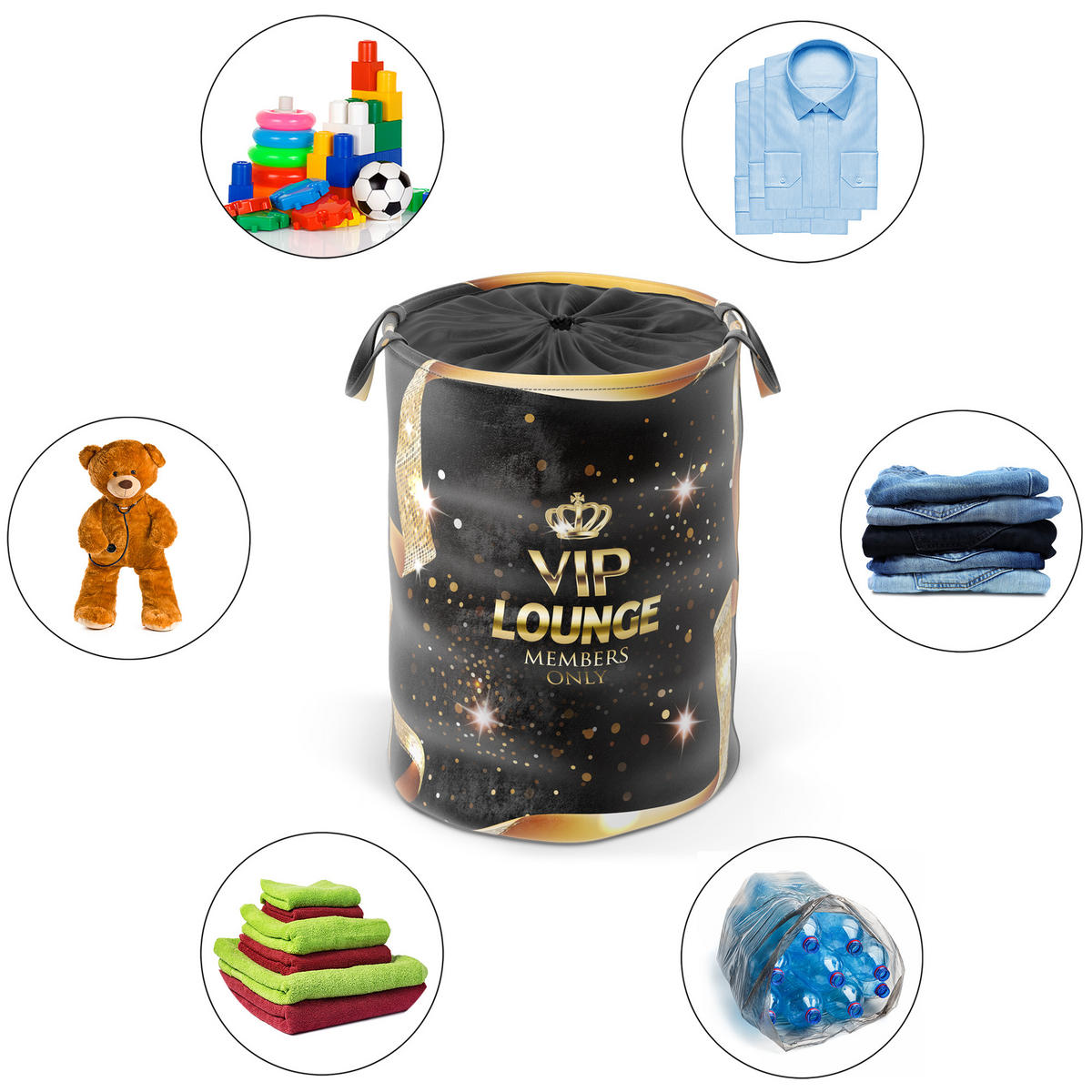 WÄSCHEKORB VIP-Lounge - Schwarz, Textil (37/55/55cm) - Sanilo