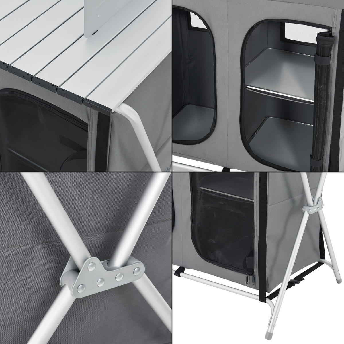 CAMPINGSCHRANK Tullinge - Grau, Textil/Metall (50.5/80/104.5cm) - [en.casa]