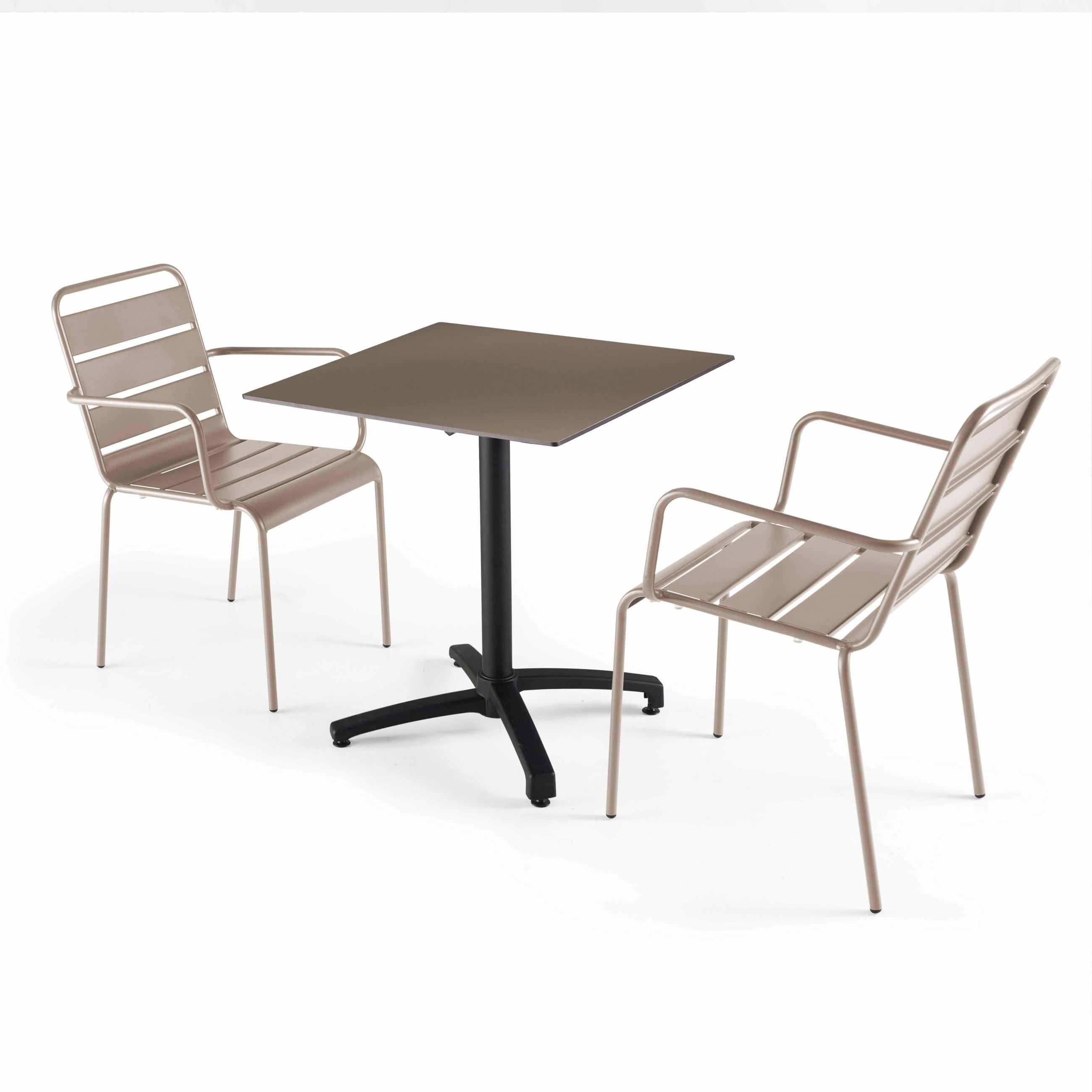 GARTENSET 3-tlg., Taupe - Taupe, Metall - Oviala