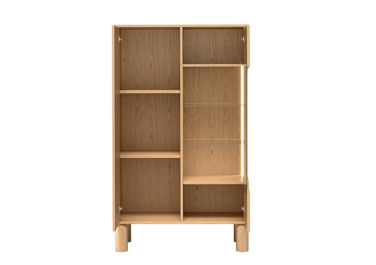 VITRINE Sanden Eiche, zweitürige Glasvitrine - Eichefarben, Holzwerkstoff (89/146/41cm) - Bettso