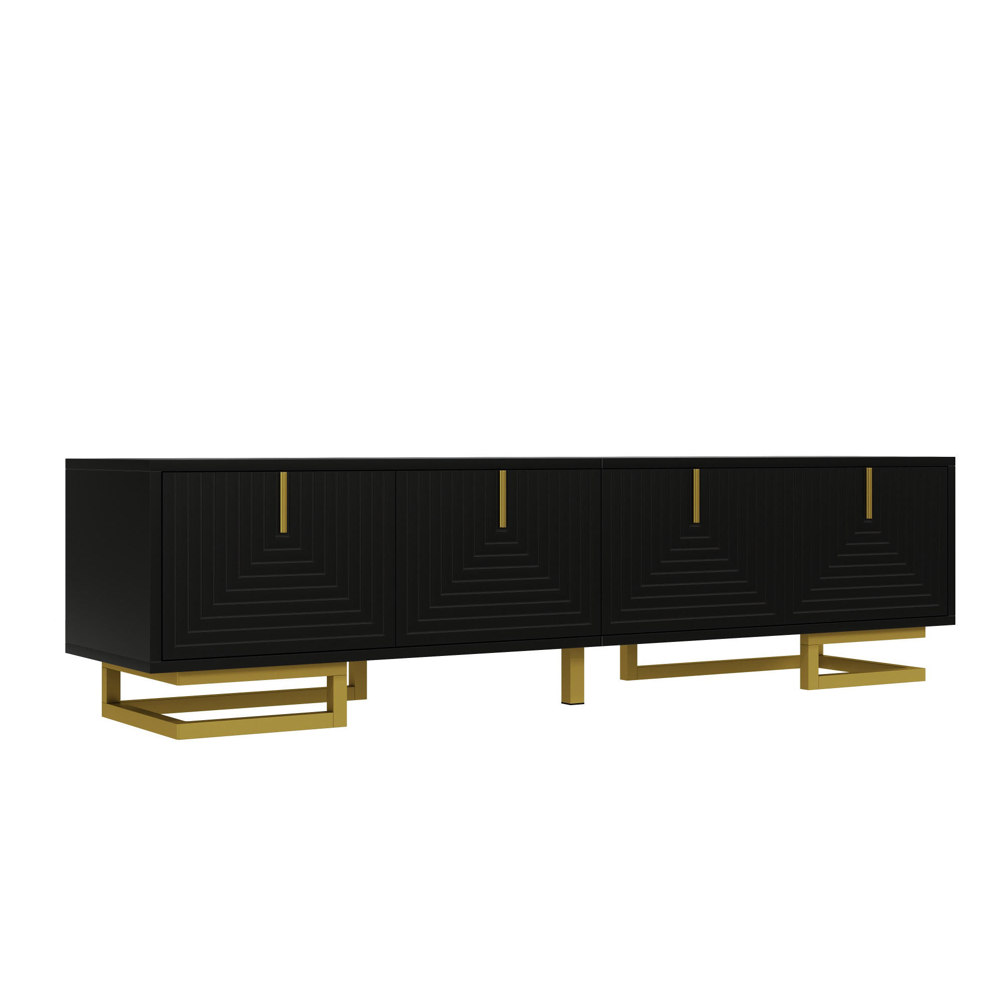 TV-ELEMENT160X38X44,5CM SchwarzStrukturiertes Lowboard mit Goldenen Beinen - Schwarz, Holz (47.12/25.78/93.35cm) - Raelunyi