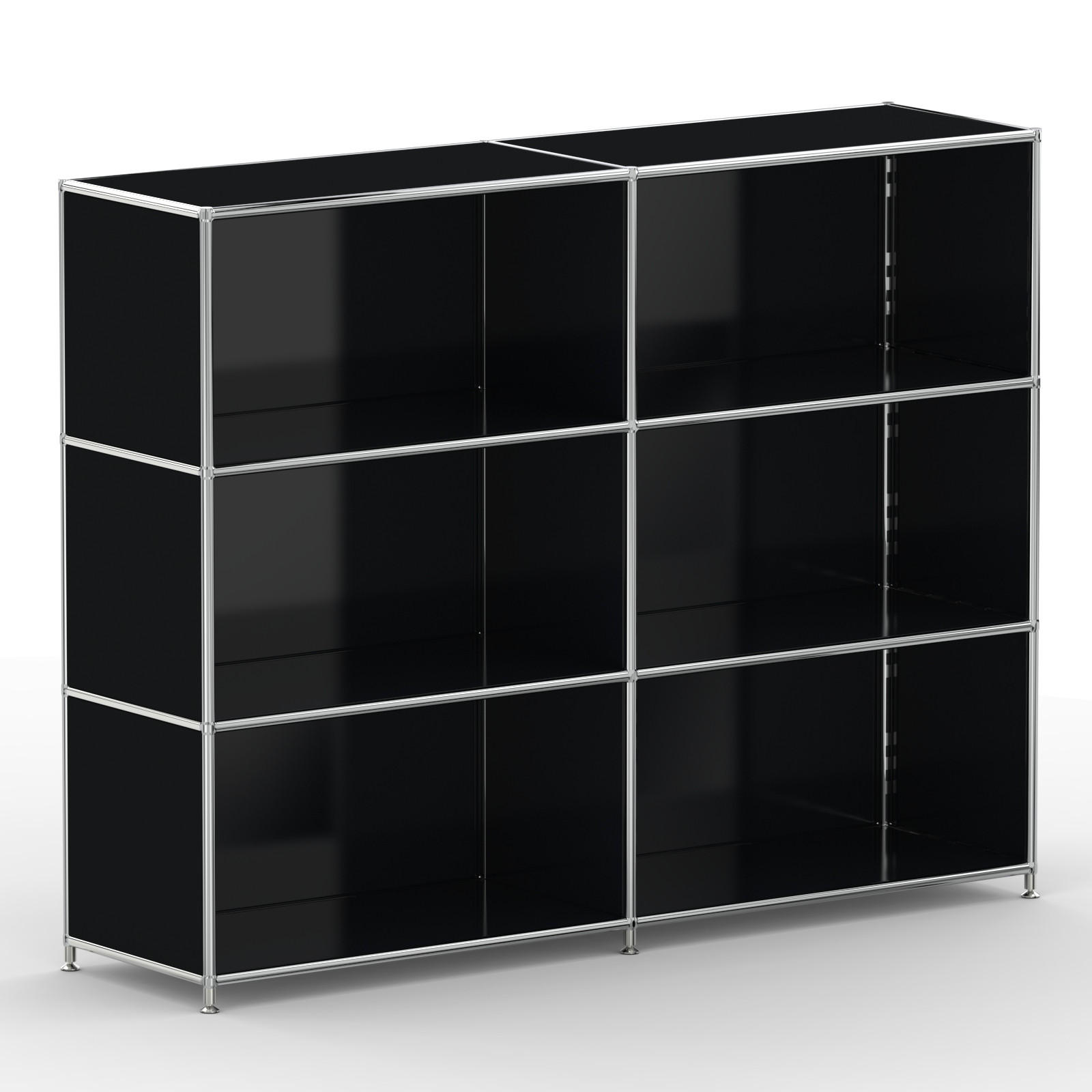 AKTENSCHRANK Büro, 6 offene Fächer, Breite 152 cm, Graphitschwarz - Chromfarben/Schwarz, Metall (40/118/152.2cm) - Versee