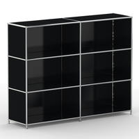 AKTENSCHRANK Büro, 6 offene Fächer, Breite 152 cm, Graphitschwarz - Chromfarben/Schwarz, Metall (40/118/152.2cm) - Versee