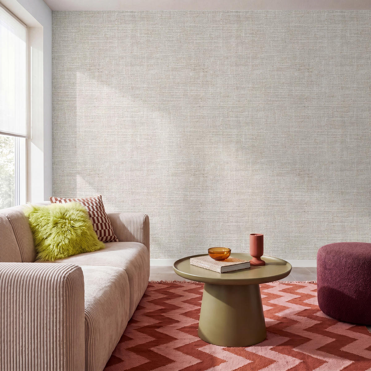 TAPETE - Leinen - Textur - Beige - 280x220 cm - Creme, Papier (280/220cm) - OnlyWow