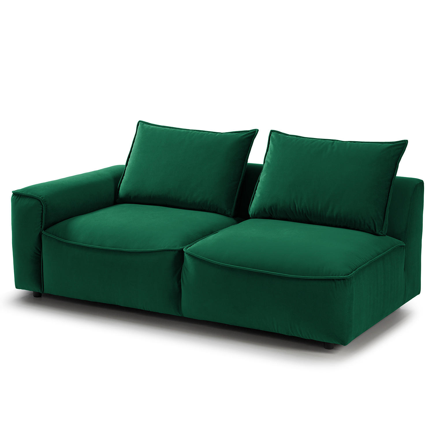 2,5-SITZER SOFA - modular - Dunkelgrün/Schwarz, Holz/Kunststoff (189/80/99cm) - home24