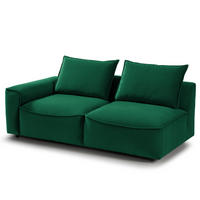 2,5-SITZER SOFA - modular - Dunkelgrün/Schwarz, Holz/Kunststoff (189/80/99cm) - home24