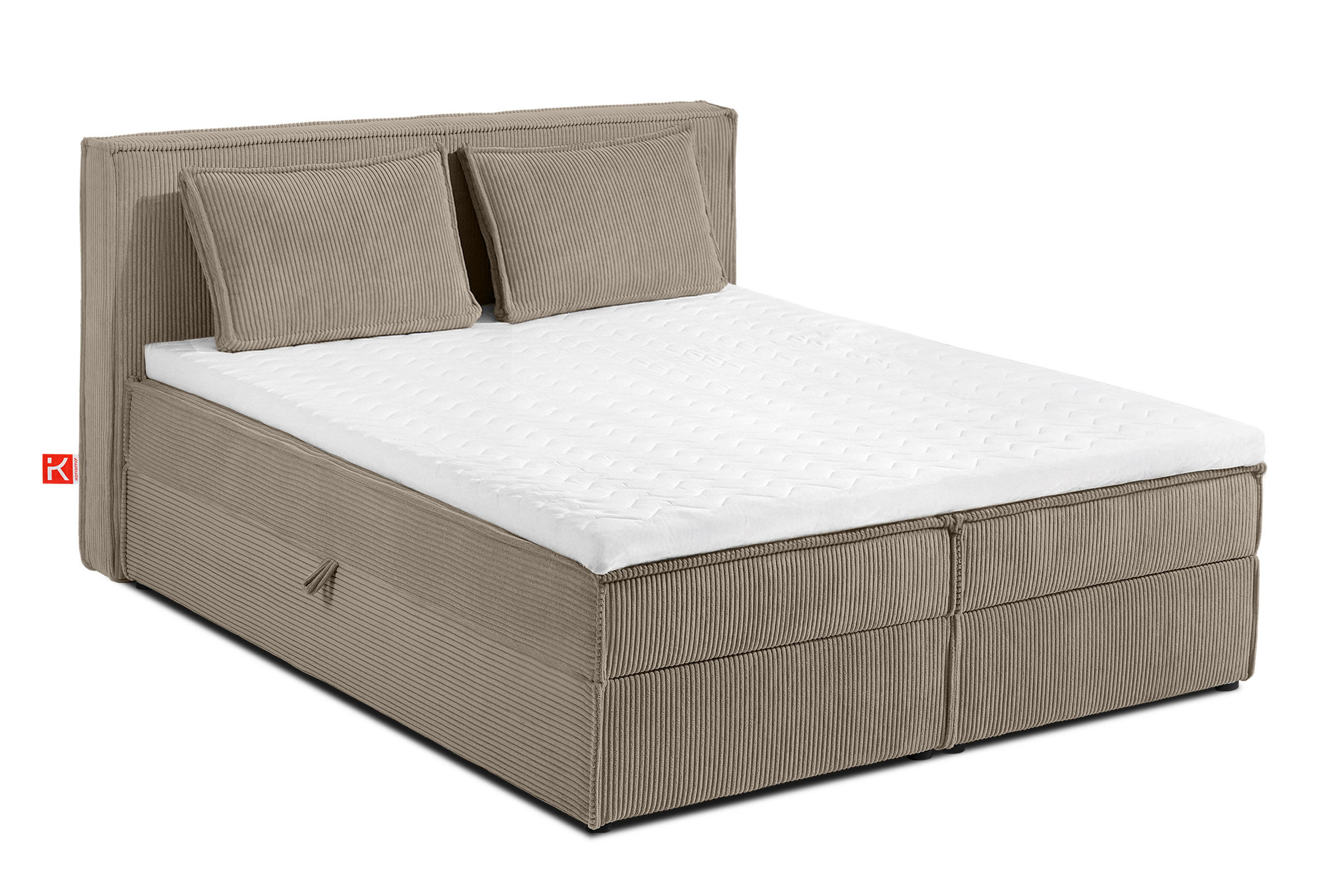 BOXSPRINGBETT ROTI mit Stauraum, beige - Beige/Schwarz, Holz/Holzwerkstoff (140/200cm) - KONSIMO®