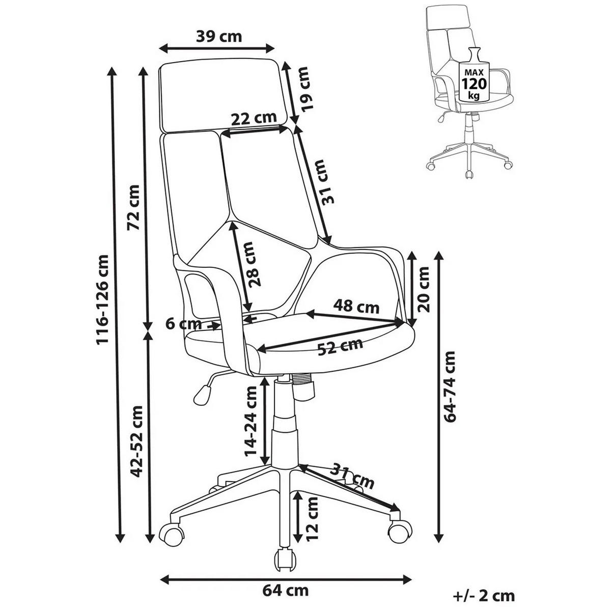 BÜROSTUHL Hellbeige Delight - Beige/Weiß, Kunststoff (64/116/64cm) - Beliani