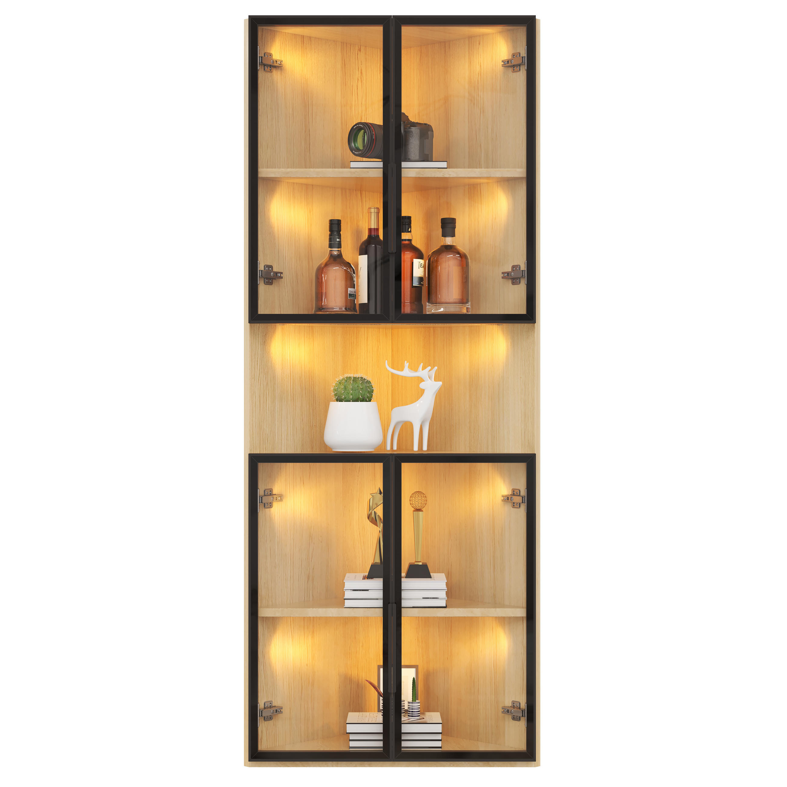 VITRINE 62cm Eiche Glas LED Eckvitrine modern - Eichefarben, Holzwerkstoff (62/160/32cm) - FLIEKS