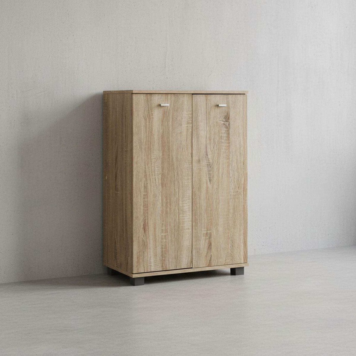 SCHUHSCHRANK Holz mit 2 Türen und 3 Einlegeböden, Beige 60x35x90 cm - Beige/Grau, Holz/Kunststoff (60/90/35cm) - KADIMA DESIGN