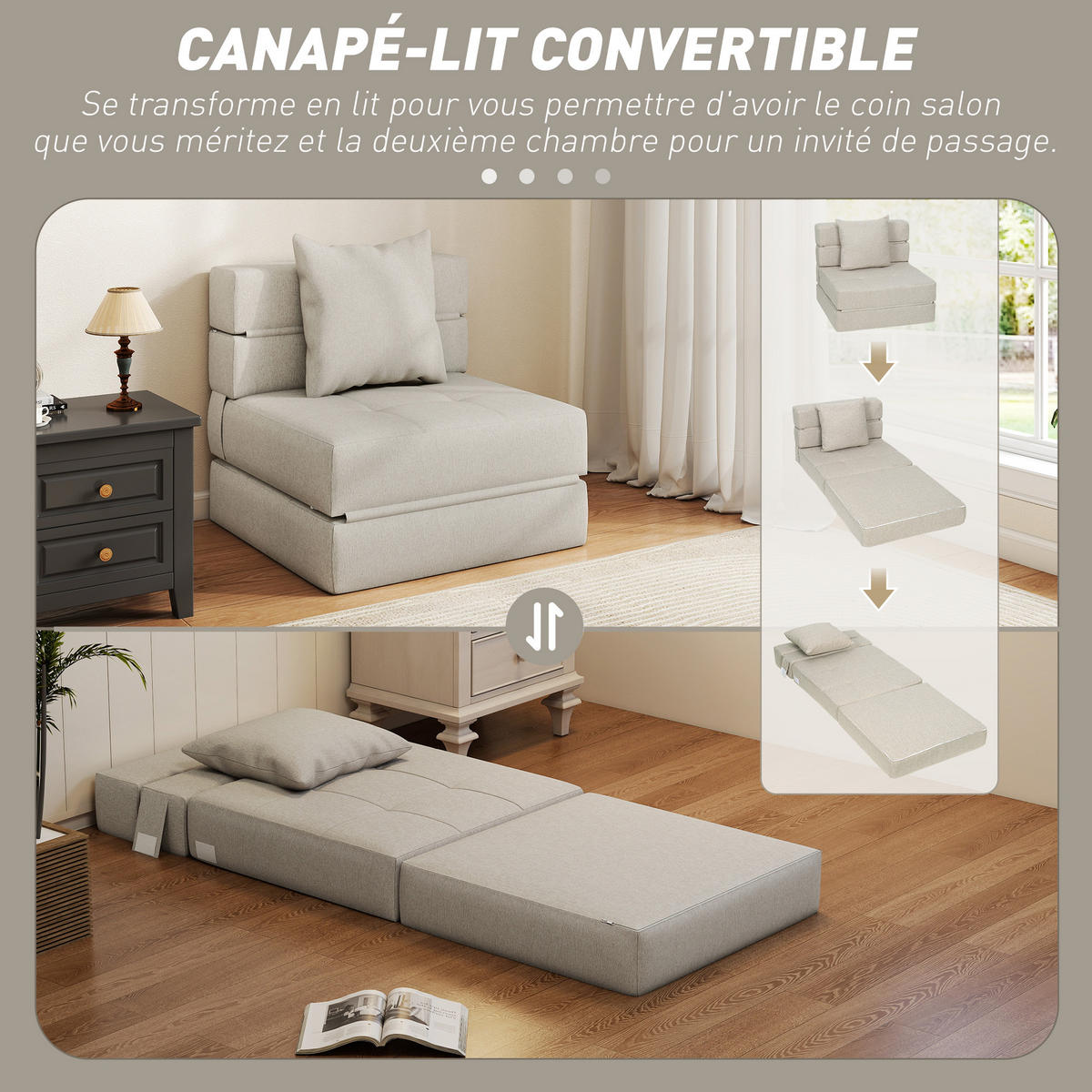 SCHLAFSESSEL DE-14621 mit abnehmbarem Kissenbezug Beige - Beige, Textil (70/61/70cm) - ComfortXL