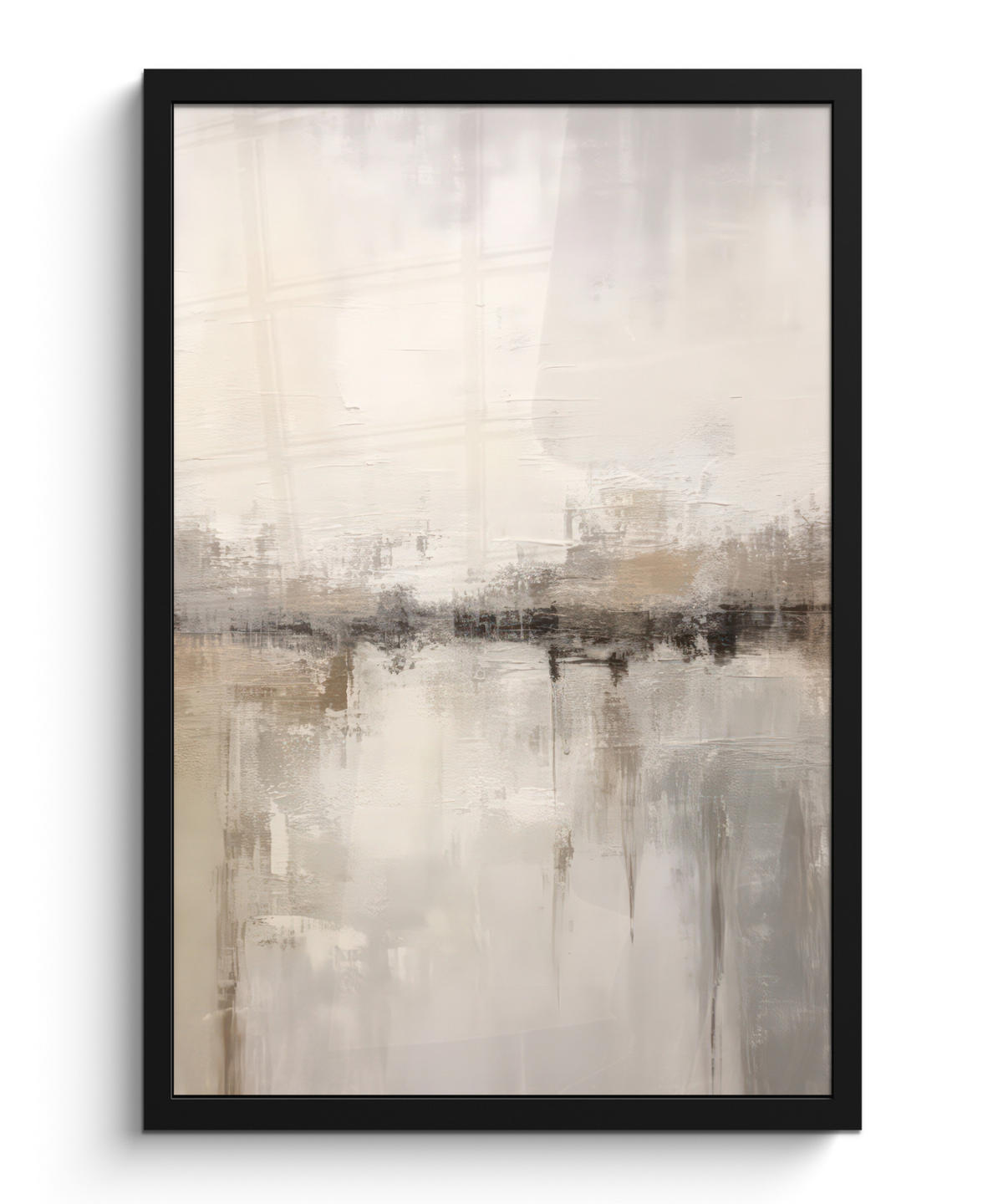 GERAHMTES BILD Moderne Kunst - Abstrakt - Beige 40x60 cm - Beige, Papier (40/60cm) - MuchoWow
