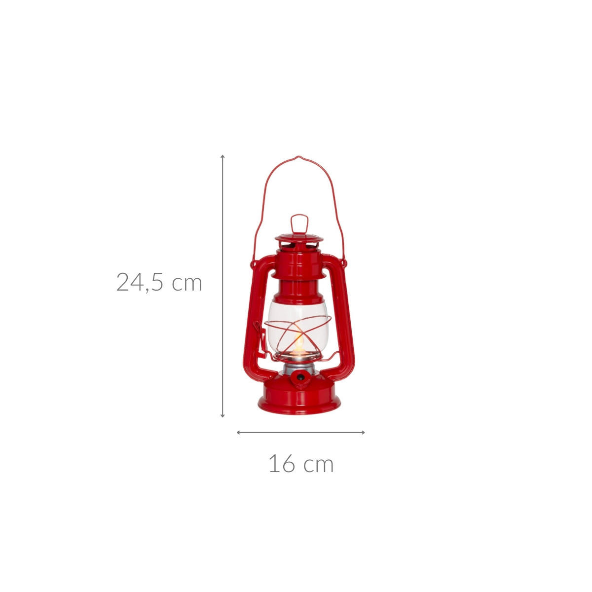 LED-STURMLAMPE 24,5 cm - Rot, Metall (16/24.5/11.5cm)