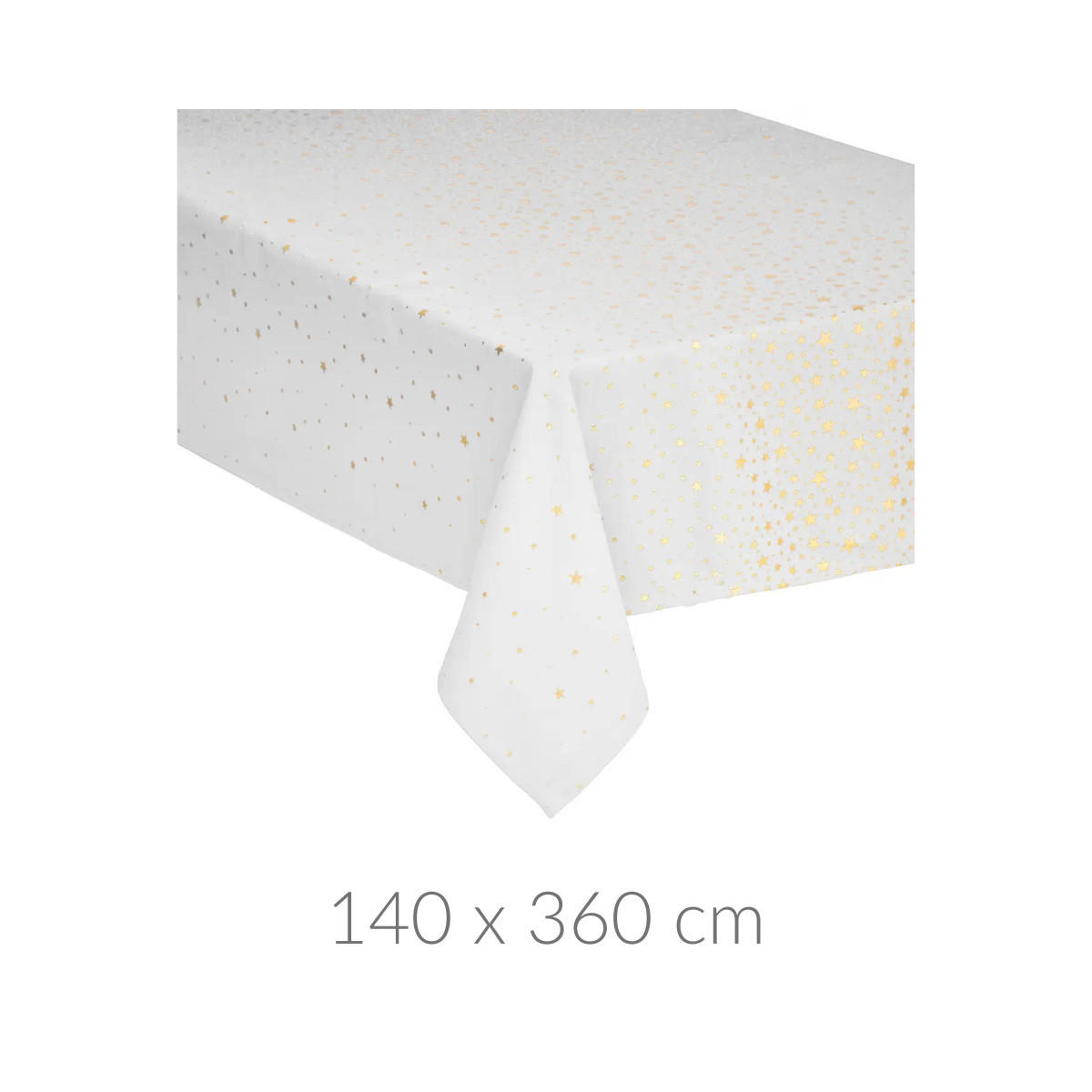 TISCHDECKE Sternenmuster 140/360 cm - Weiß, Naturmaterialen (360cm) - Atmosphera Createur d´interieur