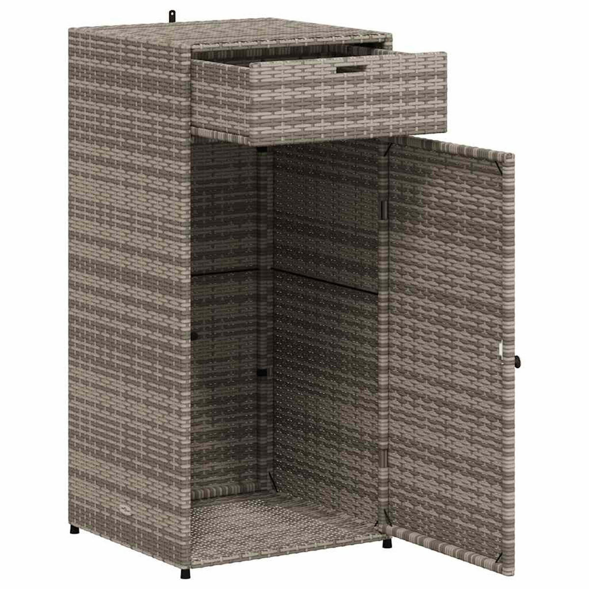 GARTENSCHRANK Grau 55/55/111 Cm Poly Rattan - Grau, Kunststoff (55/111/55cm) - vidaXL