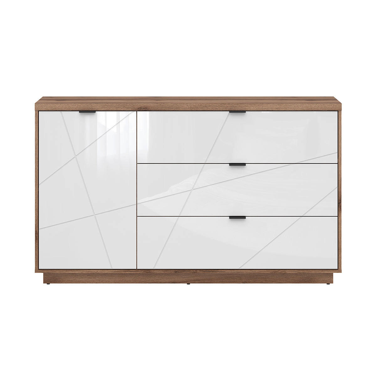 KOMODA Sven Biela a drevo - biela, kompozitné drevo (156/93/43cm) - Petits-meubles