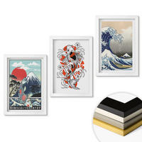 WANDBILDER 3er-Set - 20x30 cm Weißer Rahmen - Berge von Fischen Große Welle Japan - Weiß, Kunststoff (20/30cm) - ArtPrintCave