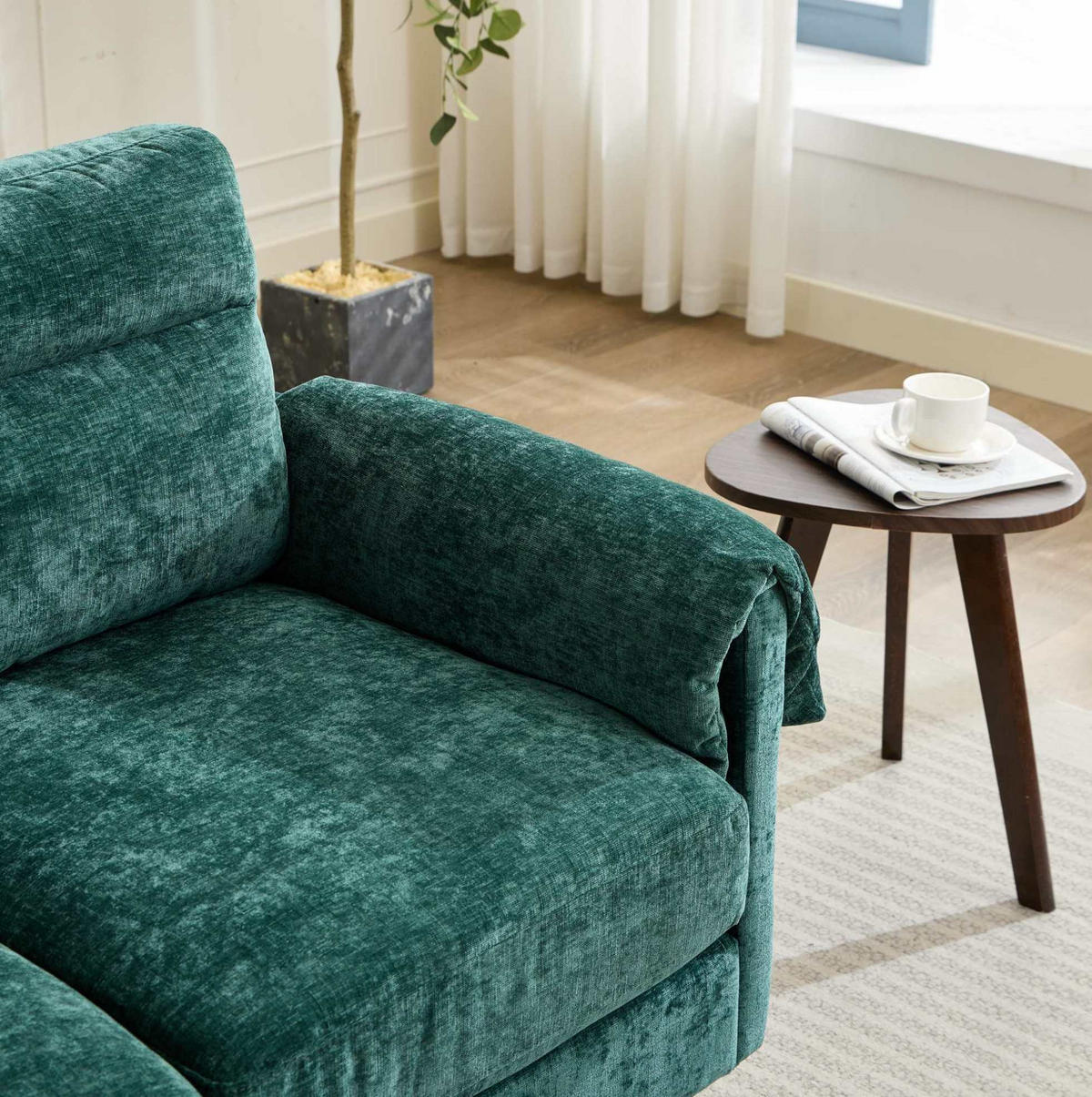ZWEISITZER-COUCH 2-Sitzer Chenille Grün - Grün, Holzwerkstoff (70/85/124cm) - Meubliv