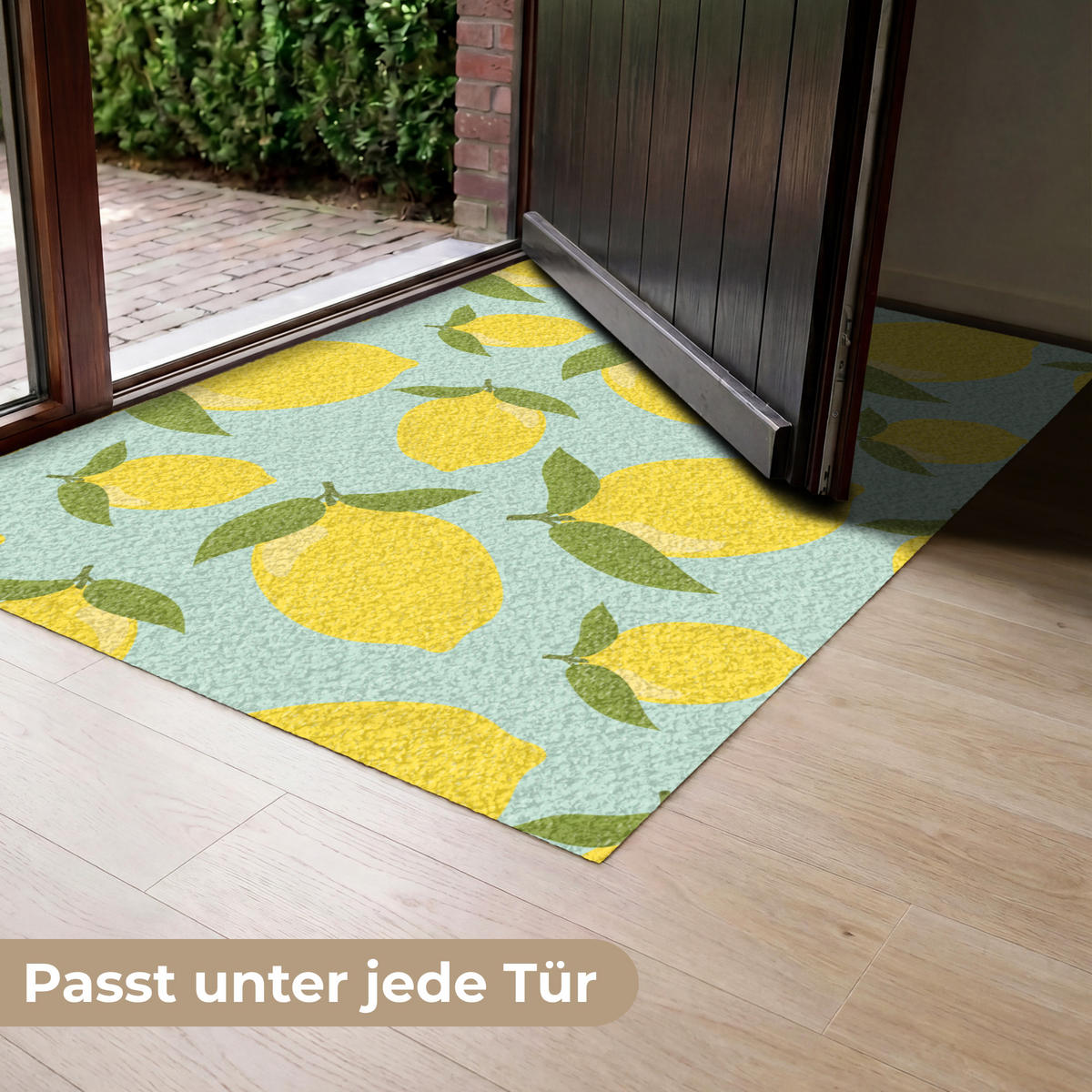 ROHOŽKA Citrony vzor - Žlutá - Modrá - Vzor - Ovoce 120x80 cm - žlutá, textil/umělá hmota (120/0.4cm) - MuchoWow