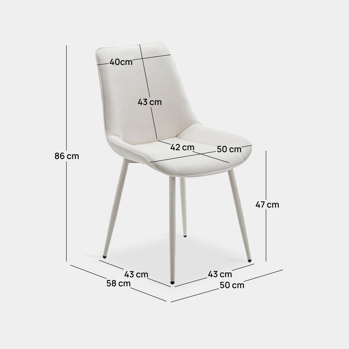 ESSZIMMERSTUHL Niro Beige 50 cm x 86 cm 4er-Set - Beige, Textil (50/86/58cm) - Klast Home
