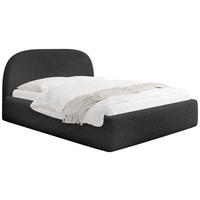 POLSTERBETT Puro mit Bettkasten, Schwarz Boucle 140 x 200 cm – mit Metall-Lattenrost - Birkefarben/Schwarz, Kunststoff/Textil (140/200cm) - WFL GROUP