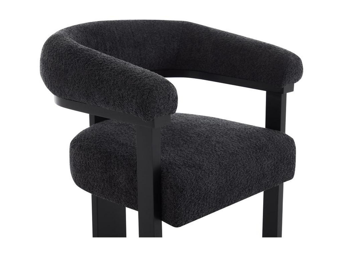 STUHL mit Armlehnen - Bouclé-Stoff & Kautschukholz - Schwarz - LIVELIA - Anthrazit, Textil (60/78/64cm) - Pascal Morabito