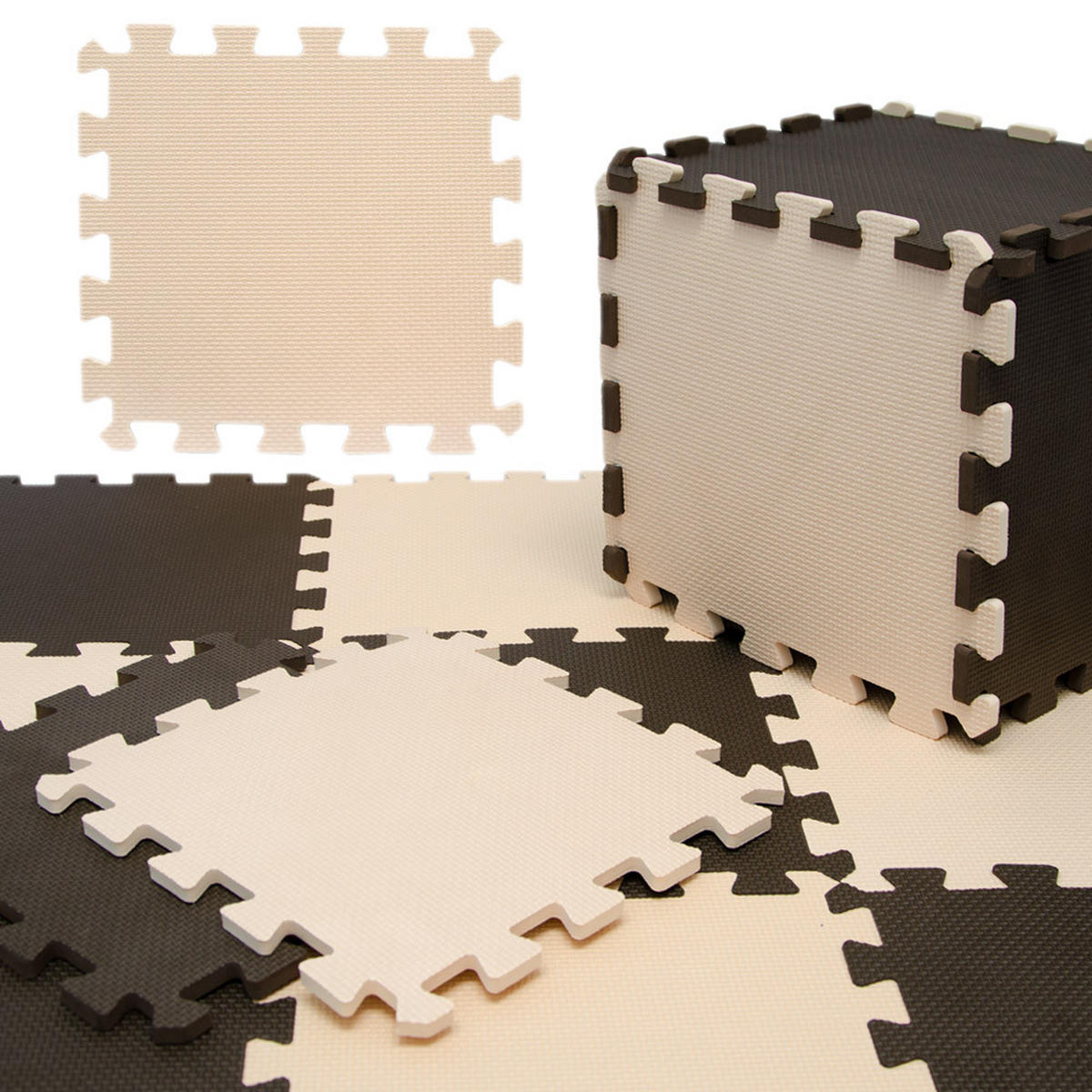 SPIELMATTE ab Null - 90 cm Baby Puzzlematte Braun - Braun, Kunststoff (30/30cm) - Littletom