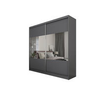 SCHWEBETÜRENSCHRANK AZZURRA 200/216/61 cm 2-türig mit Spiegel Grau - Grau, Holzwerkstoff (200/216/61cm) - MASSENO