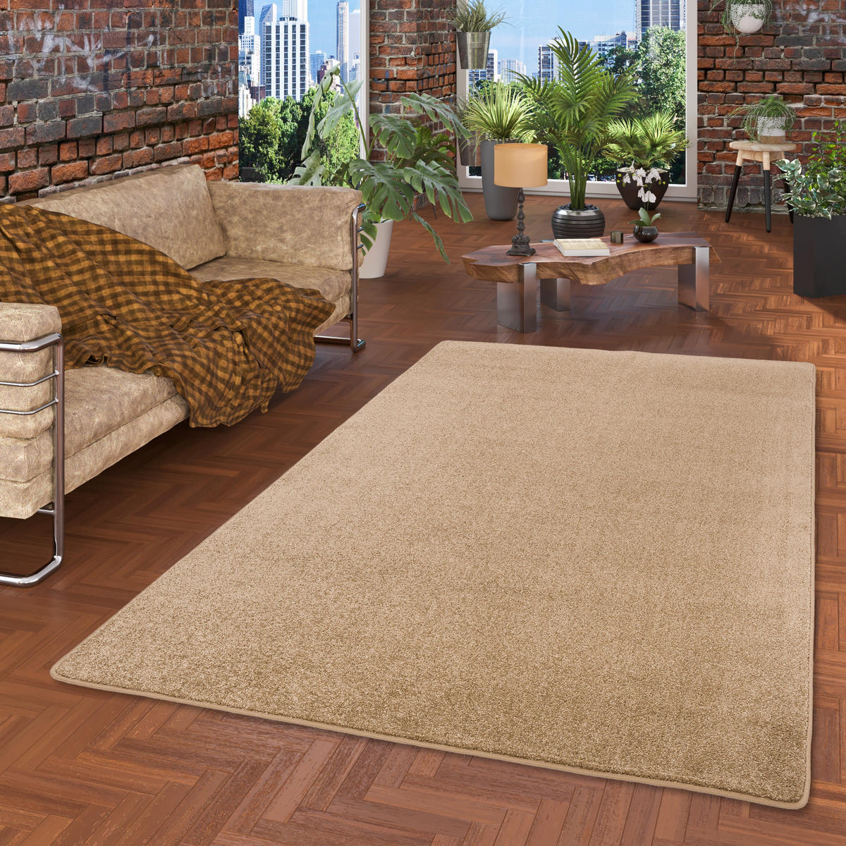 HOCHFLOR VELOURS TEPPICH LUNA - Cognac, Textil (140/200cm) - Snapstyle
