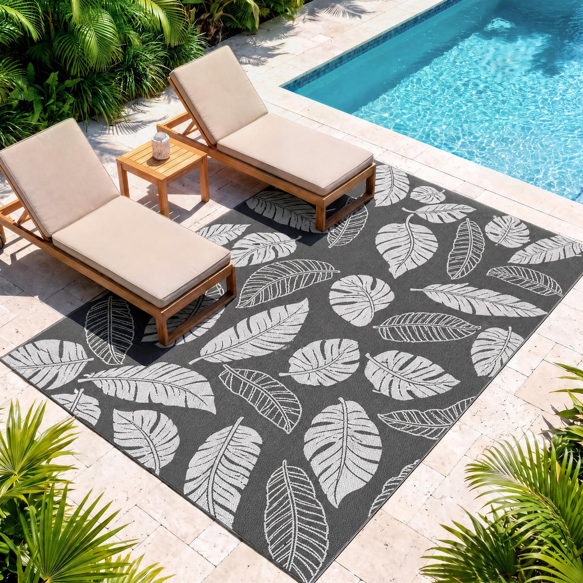 VENKOVNÍ KOBEREC, plast, šedý+bílý - šedá, plast (274/182cm) - Outsunny