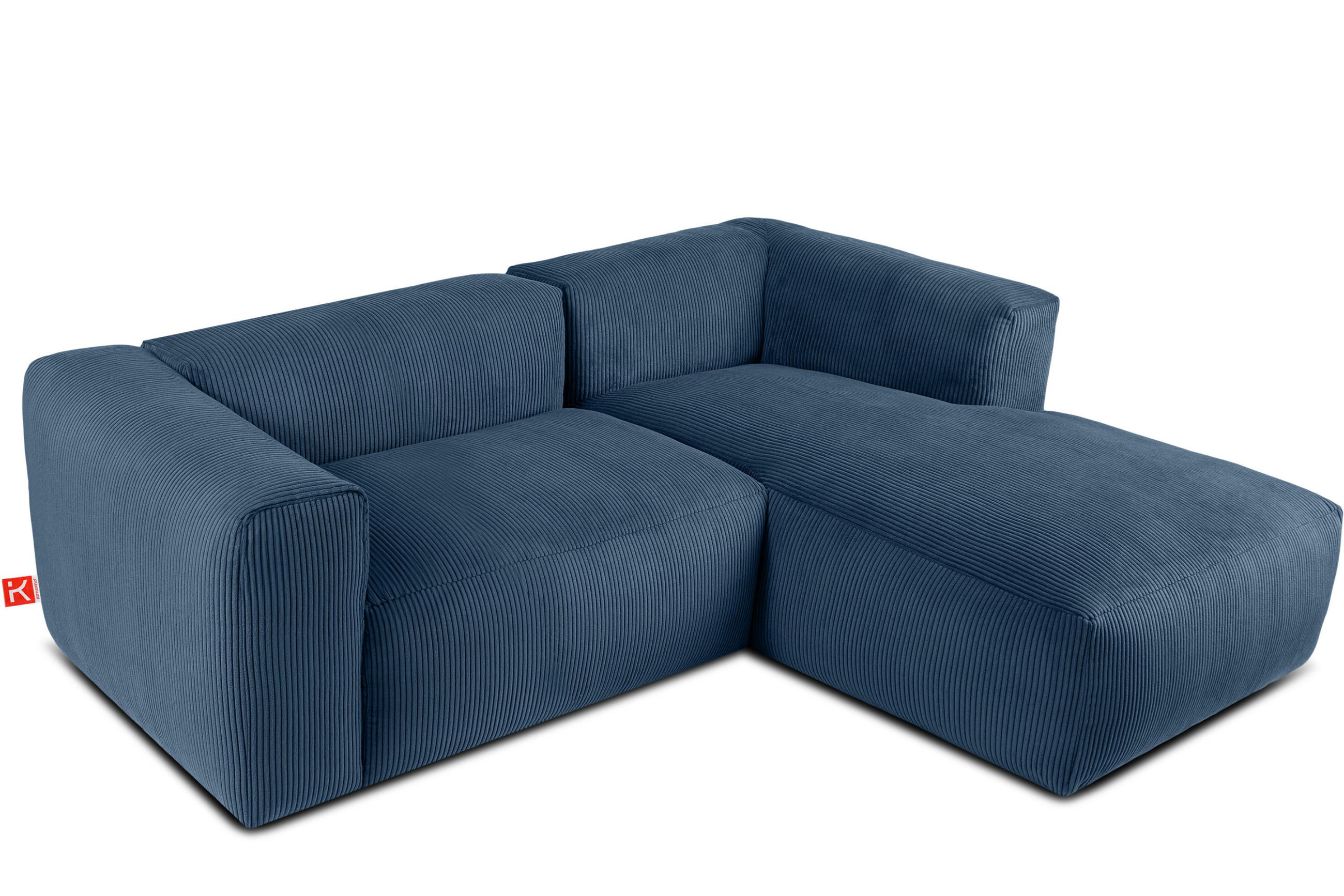 ECKMODULSOFA-RECHTS BUFFO 3/4 Sitzer mit extrem weicher Sitzfläche, Kordstoff, marineblau - Blau/Grün, Textil (237/180cm) - KONSIMO®