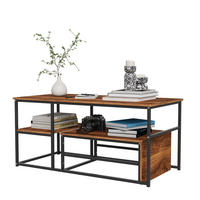 COUCHTISCH 105x52 cm mit 2 Ebenen & Metallgestell, Modern - Braun, Metall (52/105/48.5cm) - EuroLiving