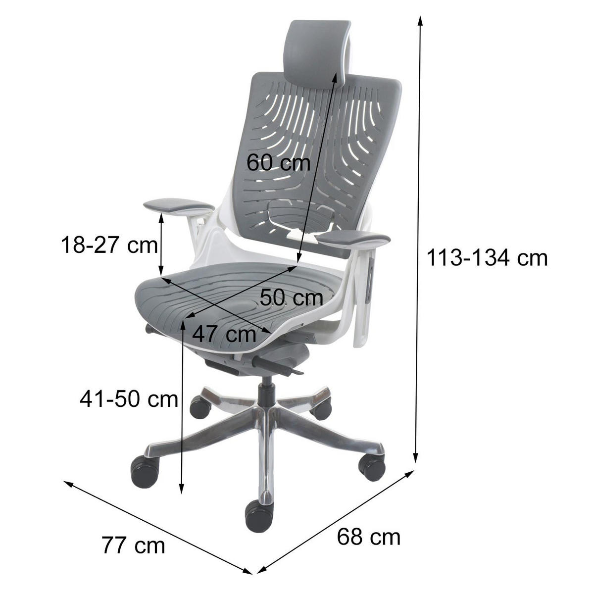 BÜROSTUHL MERRYFAIR 2B Grau - Grau, Kunststoff (77/134/68cm) - MCW