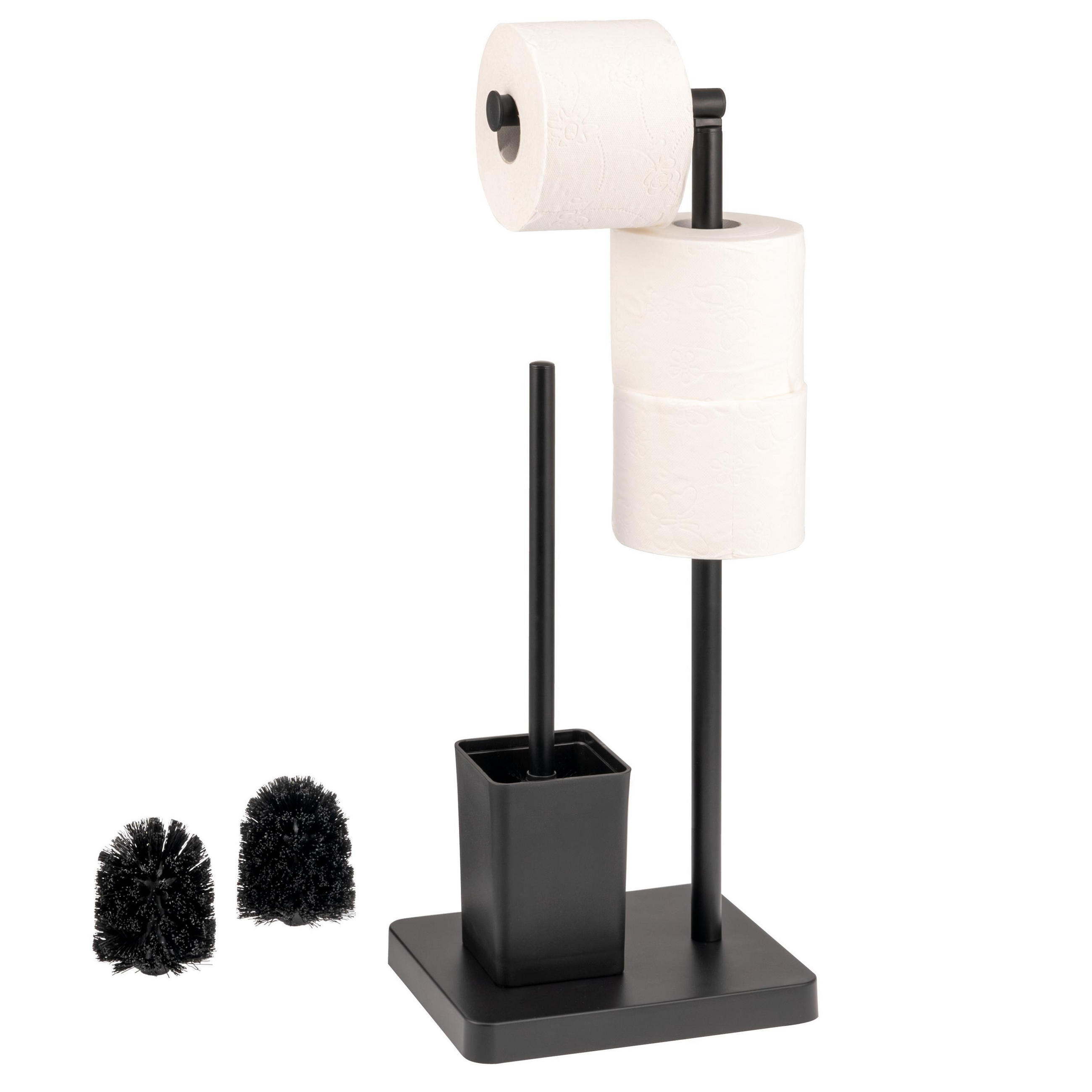 eluno Stand-Wc-Garnitur, Schwarz 18x57x23 cm