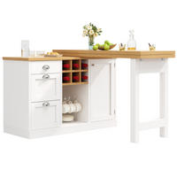 KÜCHENINSEL 120-197×40×74 cm aus MDF mit 360° drehbaren Tischpaneelen, Weinregal und vielfältigem Stauraum, weiß - Weiß, Holzwerkstoff (197/74/40cm) - Luhomfu
