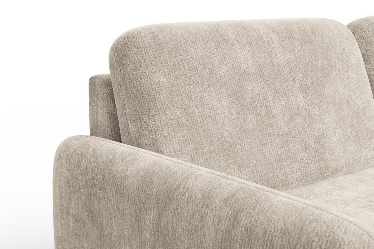 SOFA FEBE 3-Sitzer, cremefarbener Chenille-Stoff - Creme/Schwarz, Holz/Textil (190/82/96cm) - Wozimo
