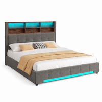 BETT mit Stauraum 160x200 cm Samt Dark Grey - Dunkelgrau, Metall (160/200cm) - Meubliv