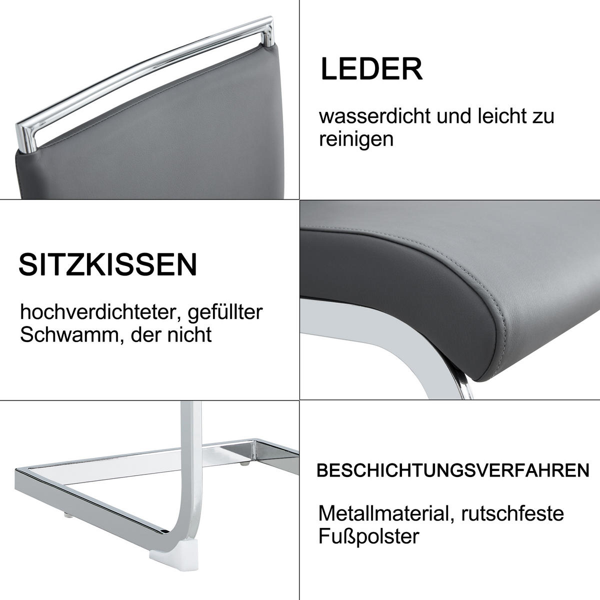 SCHWINGSTUHL DE-35903 2er-Set mit Querstreifen-Rückenlehne Grau - Grau, Metall (48/95/42cm) - ComfortXL
