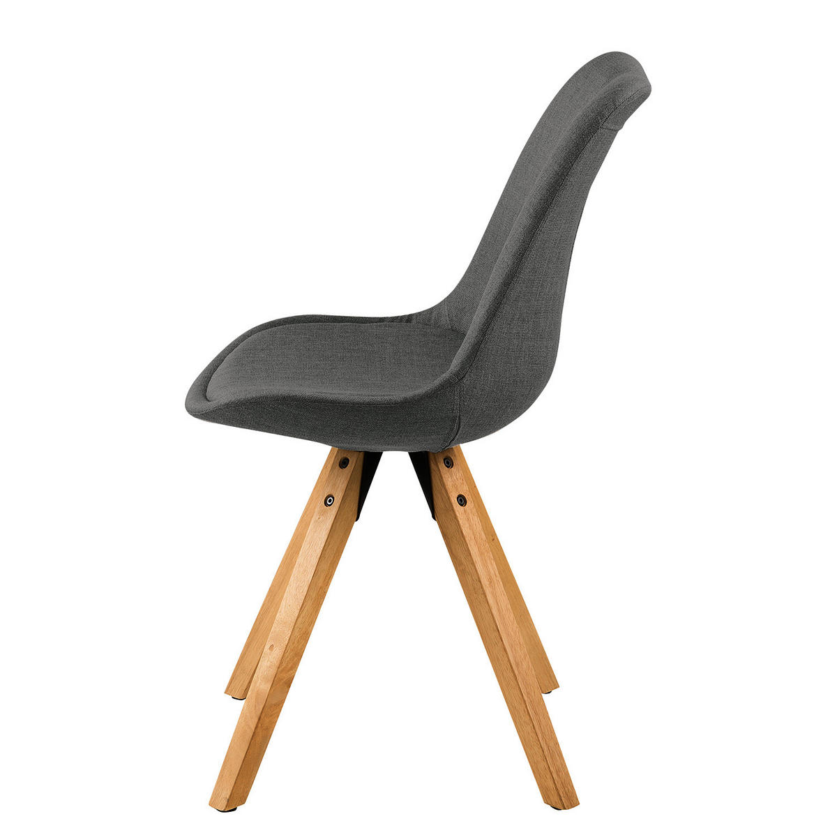 POLSTERSTUHL - Massivholz Gummibaum / Textil - Dunkelgrau/Braun, Holz/Textil (49/85/55cm) - home24