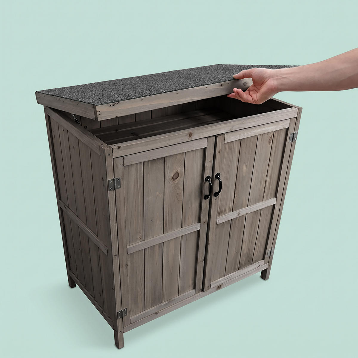 GARTENSCHRANK Grau Holz 88x75x44 cm - Grau, Holz/Papier (75/88/44cm) - Relaxdays