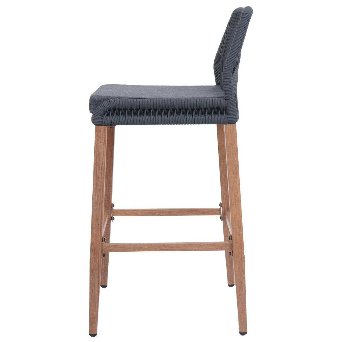 GARTENSTUHL 2er-Set HxBxT 101x45x50cm Sitzhöhe 76cm Anthrazit Kissen Dunkelgrau Seilgeflecht Metall Holz-Optik - Anthrazit, Metall (45/101/50cm) - PROREGAL