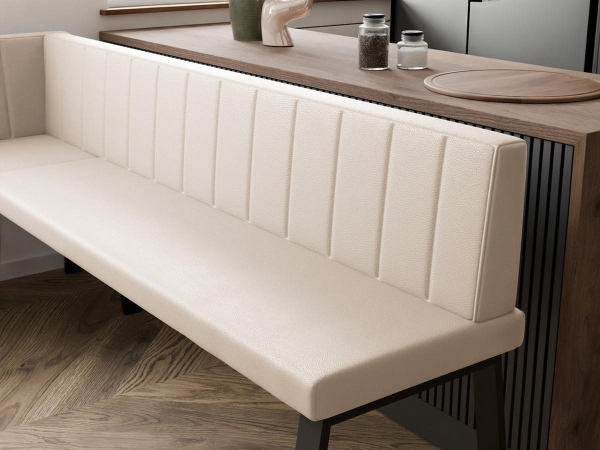 ECKBANK links MONO Y Kunstleder gesteppt, 128/168 cm Beige - Beige, Kunststoff/Textil (128/168cm) - Idohome